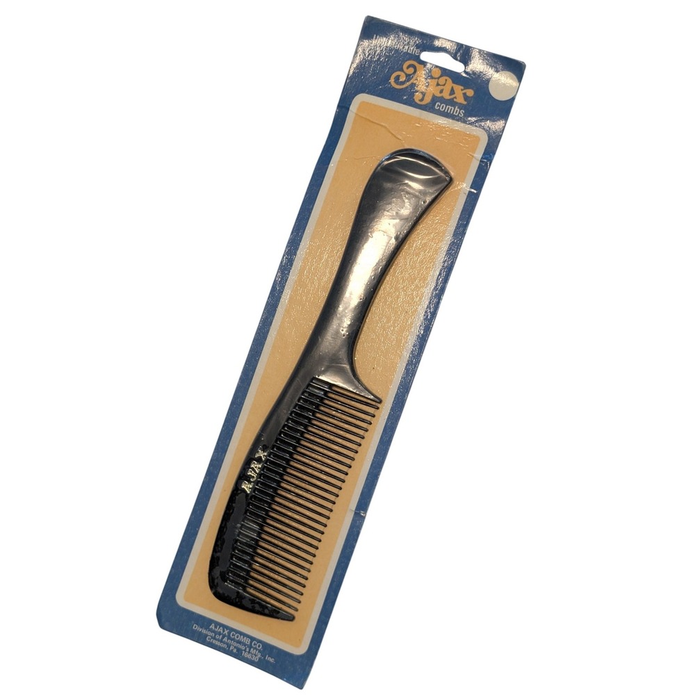 Vtg NEW Ajax Unbreakable‎ Comb Black Handle Styling Hair Grooming Unisex 7.5in